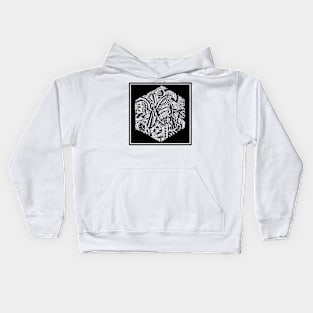 Hexagon Tangle in Black and Blue with White Highlights Kids Hoodie